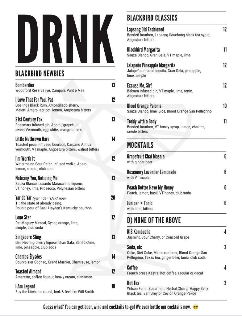 Blackbird Bistro - Craftsbury, VT menu_pic