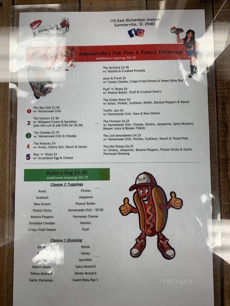 Puma's Italian Ice Shack - Summerville, SC menu_pic
