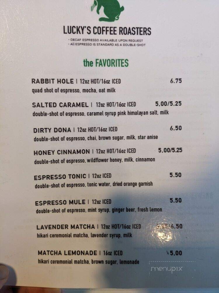 Lucky's Coffee Roasters - Claremont, CA menu_pic