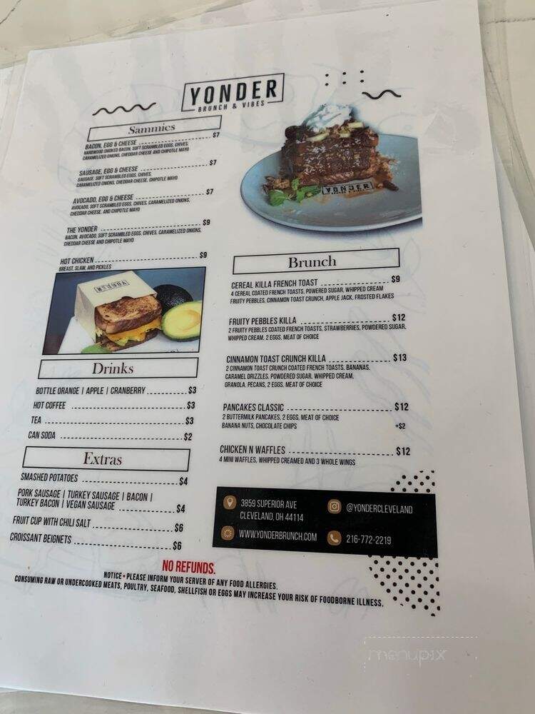 Yonder Brunch & Vibes - Cleveland, OH menu_pic