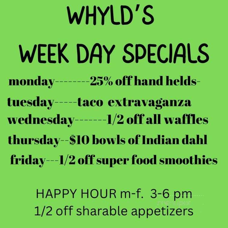 Whyld's Vegan Kitchen - Austin, TX menu_pic