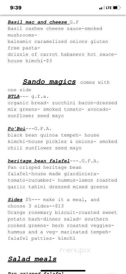 Whyld's Vegan Kitchen - Austin, TX menu_pic