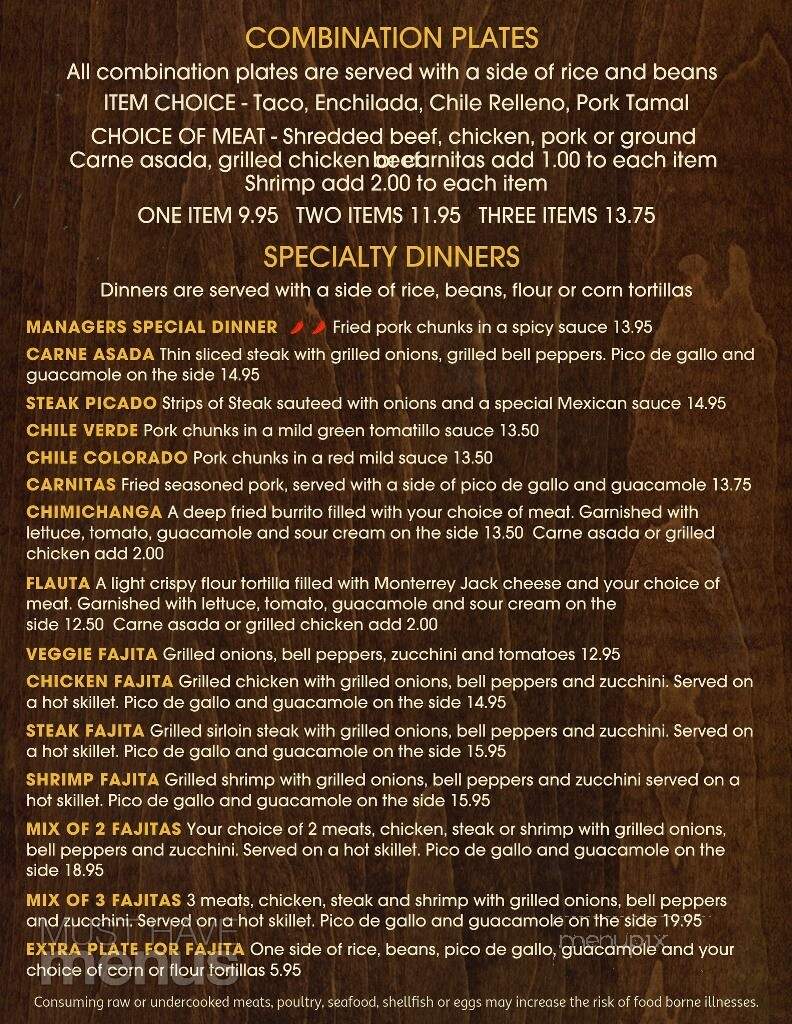Sabor Y Cerveza Mexican Restaurant - Mohave Valley, AZ menu_pic