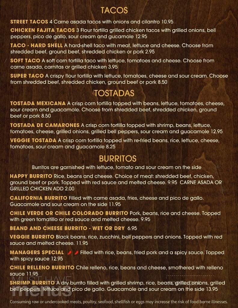 Sabor Y Cerveza Mexican Restaurant - Mohave Valley, AZ menu_pic