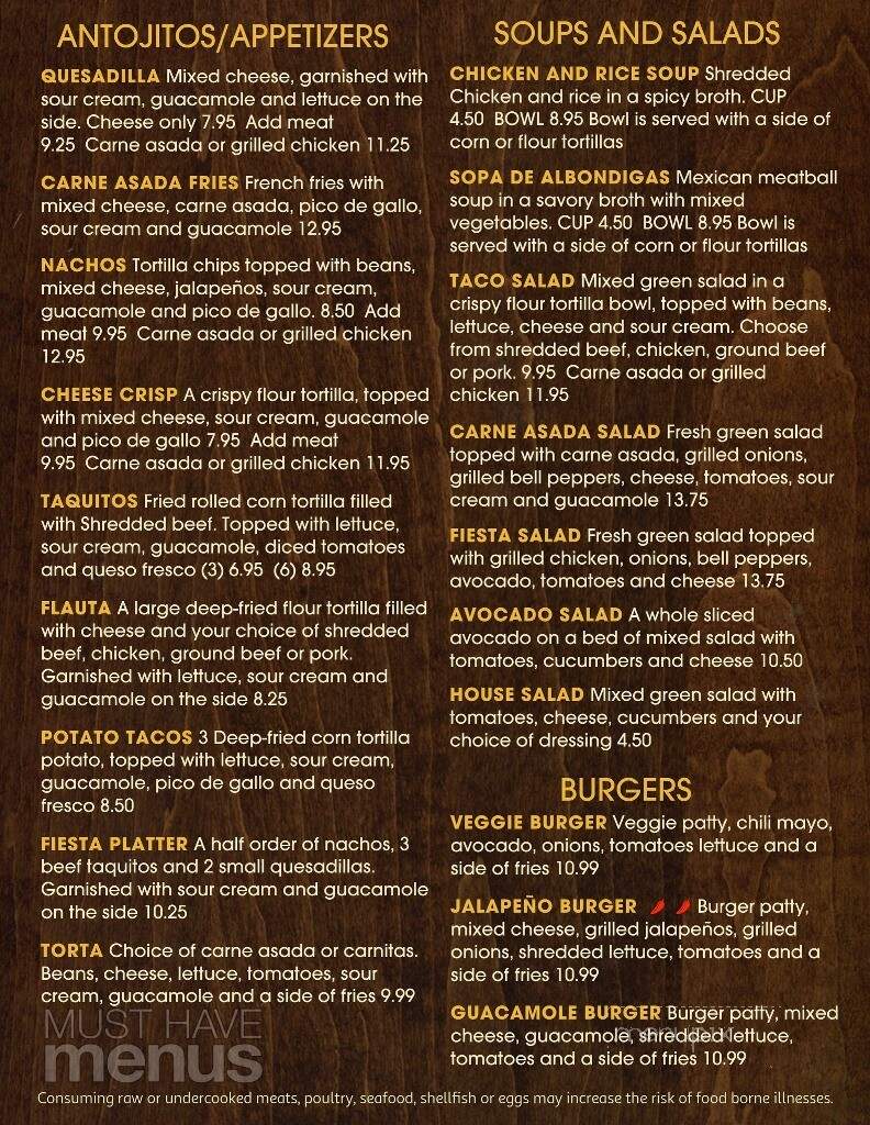 Sabor Y Cerveza Mexican Restaurant - Mohave Valley, AZ menu_pic