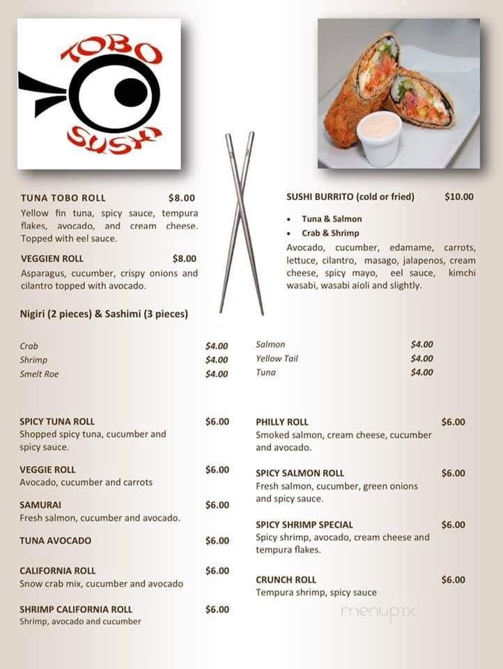 Tobo Sushi - Charleston, SC menu_pic