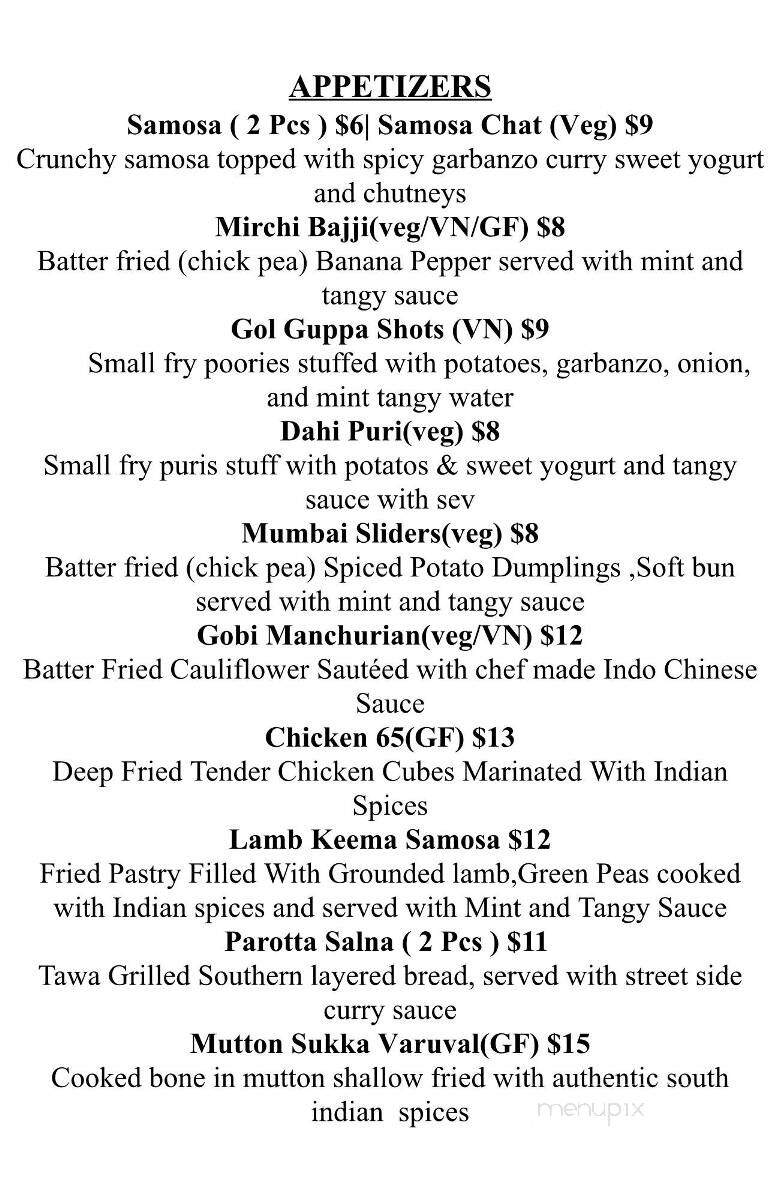 Cholanadu Indian Bistro - Fort Mill, SC menu_pic