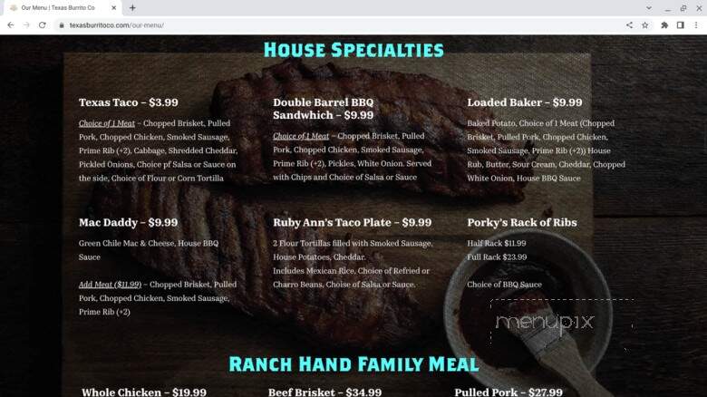 Texas Burrito Company - Tucson, AZ menu_pic