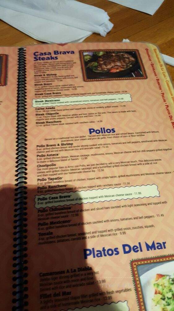 Casa Brava - Bedford, IN menu_pic