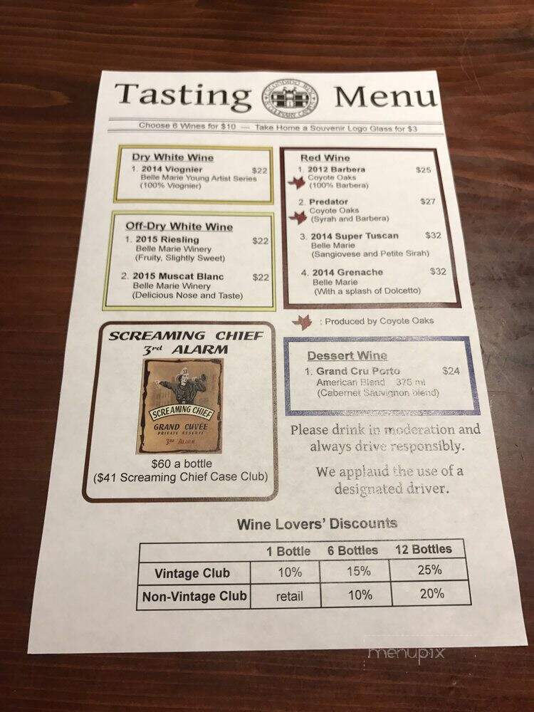 Belle Marie Winery - Escondido, CA menu_pic