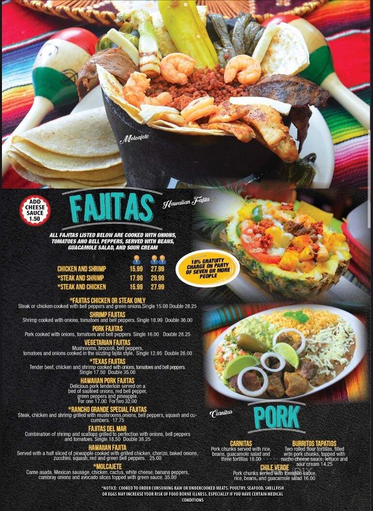 Rancho Grande Mexican Restaurant - Beaufort, SC menu_pic