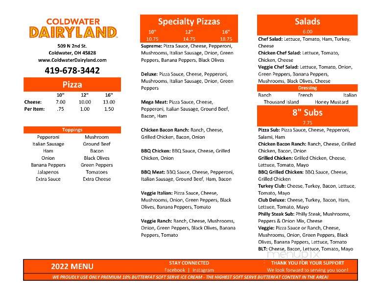 Coldwater Dairyland - Coldwater, OH menu_pic