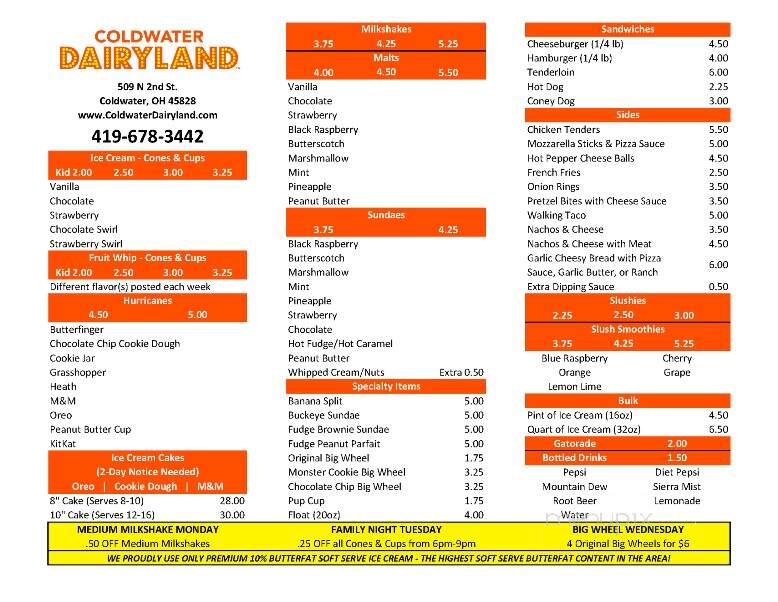 Coldwater Dairyland - Coldwater, OH menu_pic