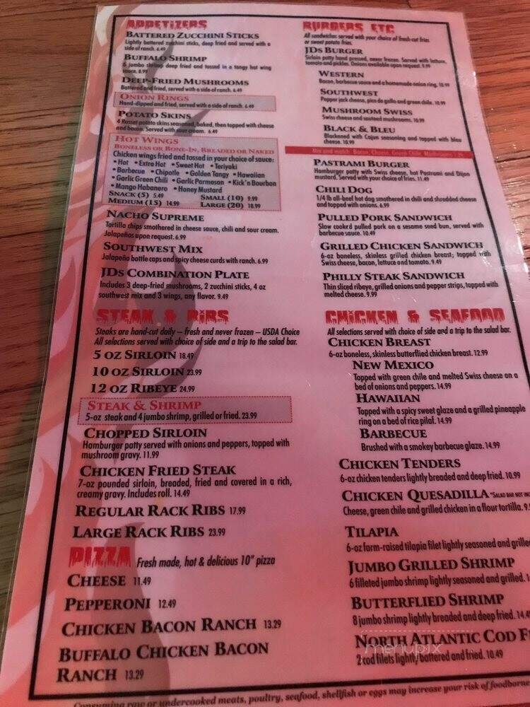 JD's Steak House - Thatcher, AZ menu_pic