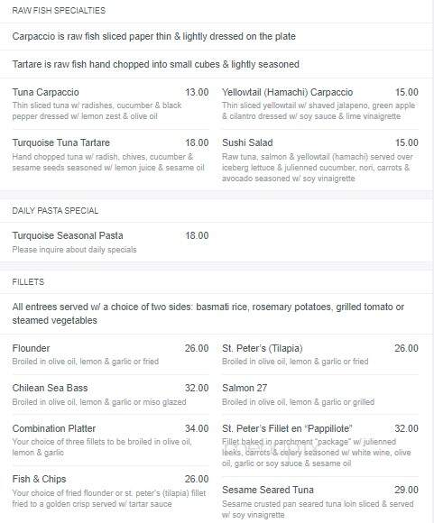 Turquoise - fresh meadows, NY menu_pic