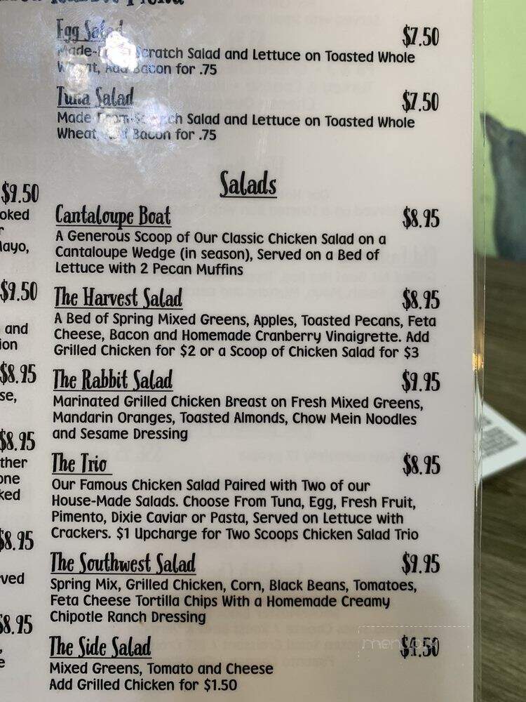 The Three Earred Rabbit - Trussville, AL menu_pic