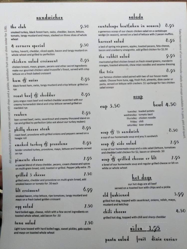 The Three Earred Rabbit - Trussville, AL menu_pic