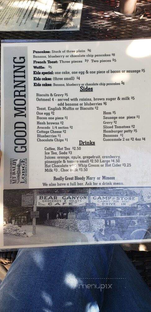 Mt. Baldy Lodge Restaurant - Mount Baldy, CA menu_pic