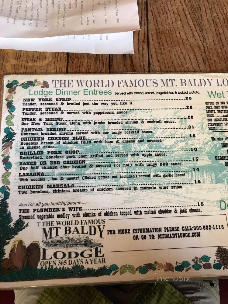 Mt. Baldy Lodge Restaurant - Mount Baldy, CA menu_pic