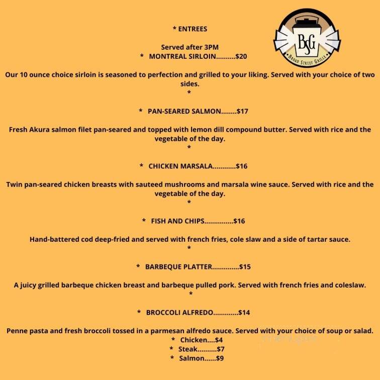 Broad Street Grille - Grove City, PA menu_pic