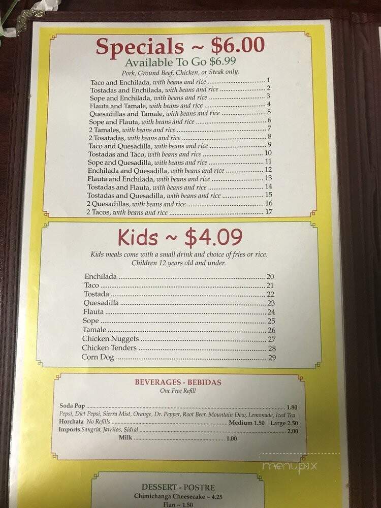 El Jimador Mexican Cuisine - Crown Point, IN menu_pic