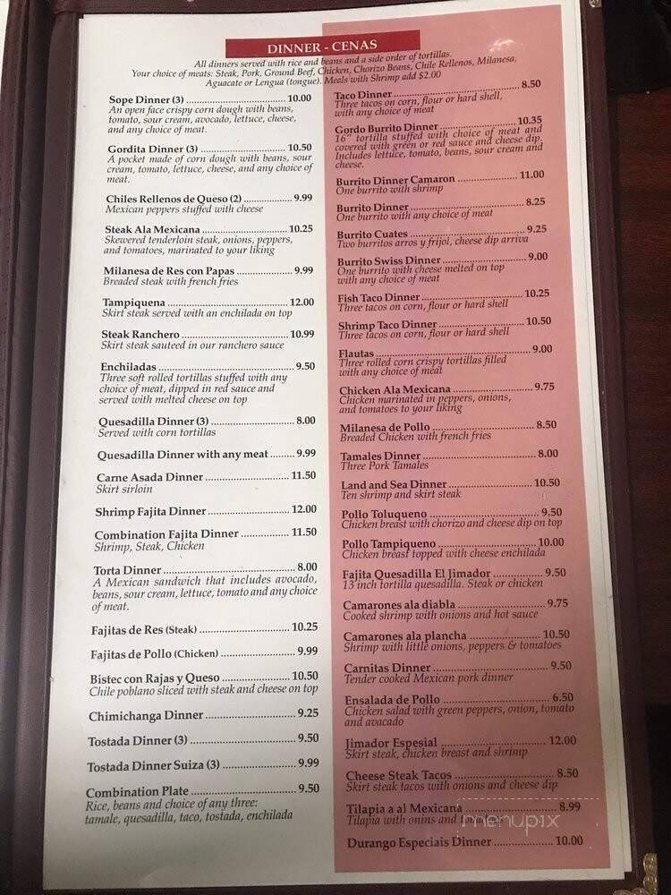 El Jimador Mexican Cuisine - Crown Point, IN menu_pic