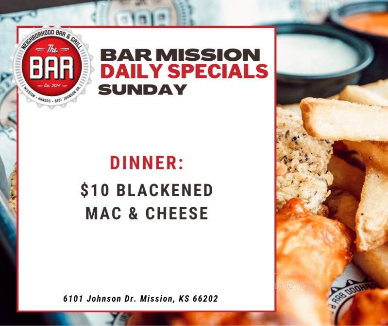 The Bar - Mission, KS menu_pic