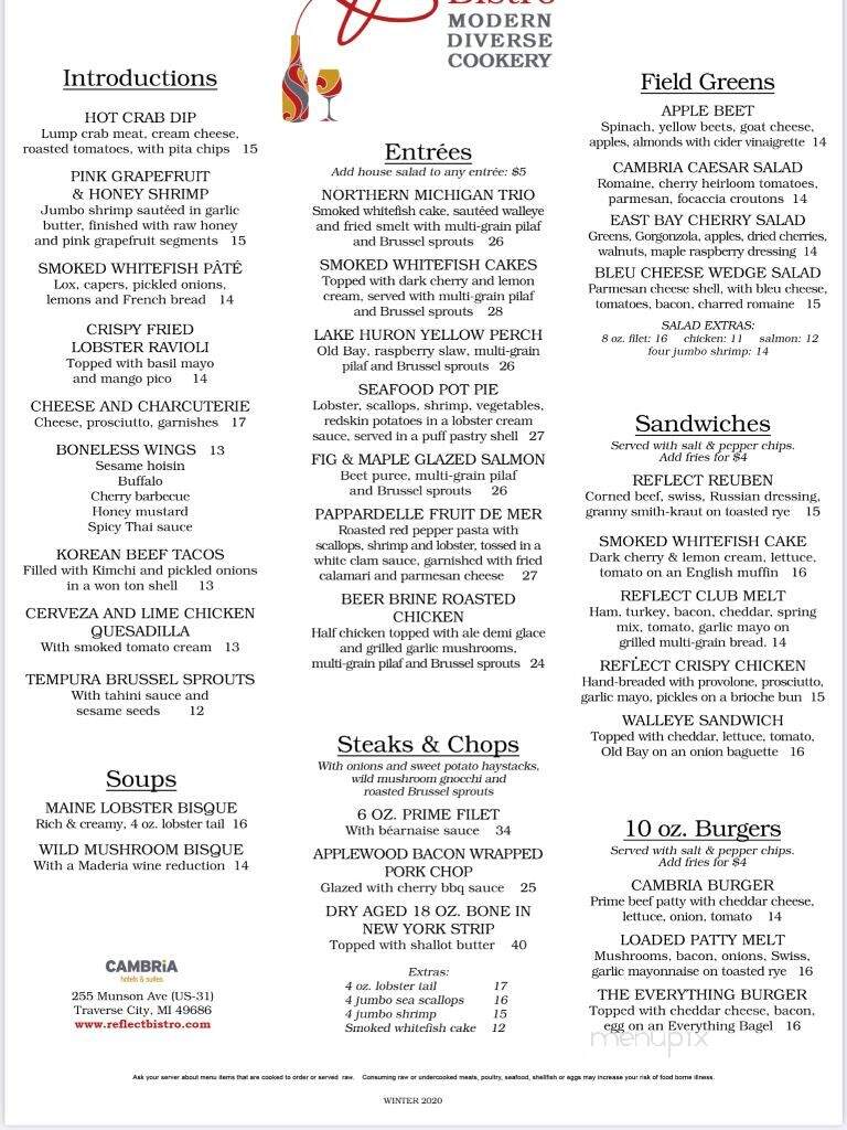 Reflect Bistro - Traverse City, MI menu_pic