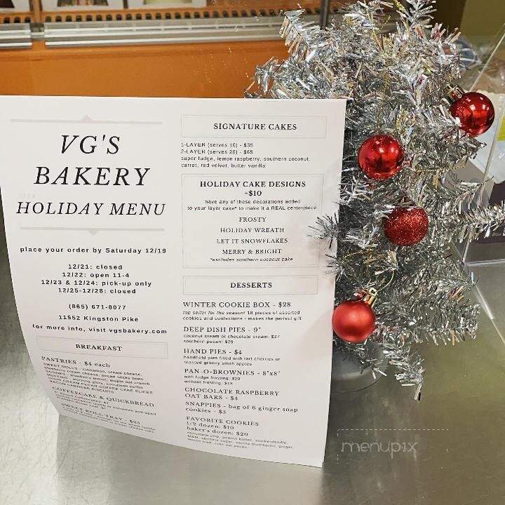 V G's Bakery - Knoxville, TN menu_pic
