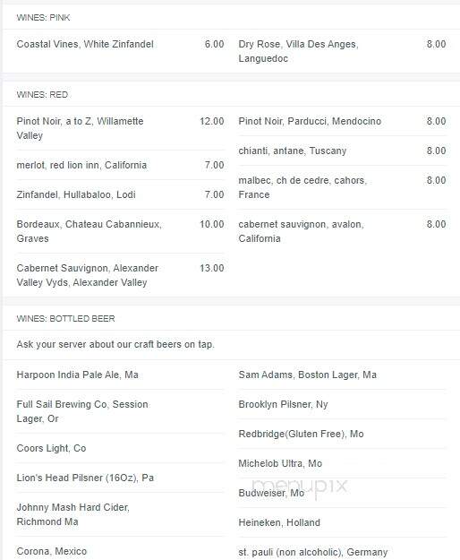 Lion's Den - Stockbridge, MA menu_pic