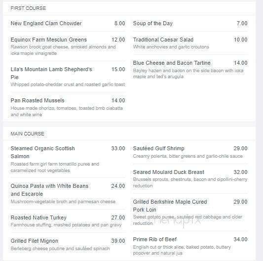 Lion's Den - Stockbridge, MA menu_pic