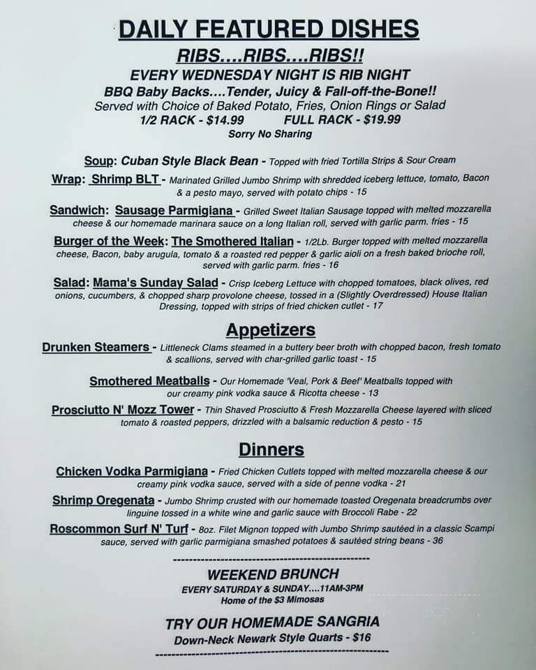 Michael's Roscommon House - Belleville, NJ menu_pic