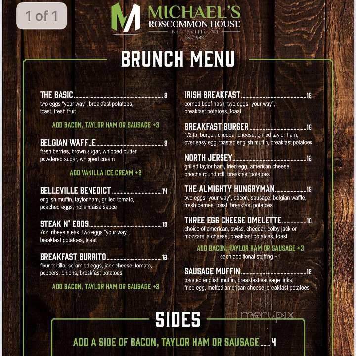 Michael's Roscommon House - Belleville, NJ menu_pic