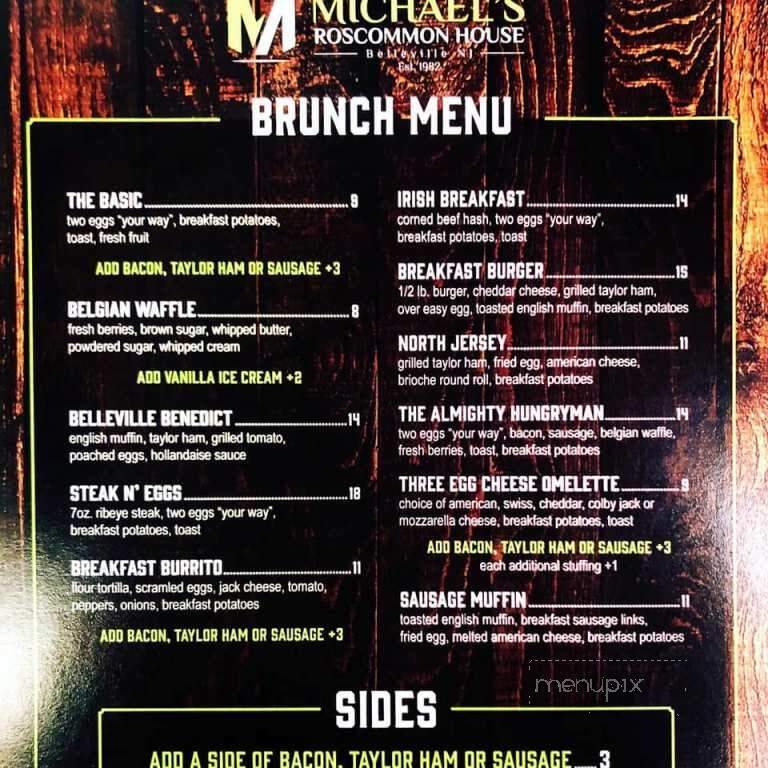 Michael's Roscommon House - Belleville, NJ menu_pic