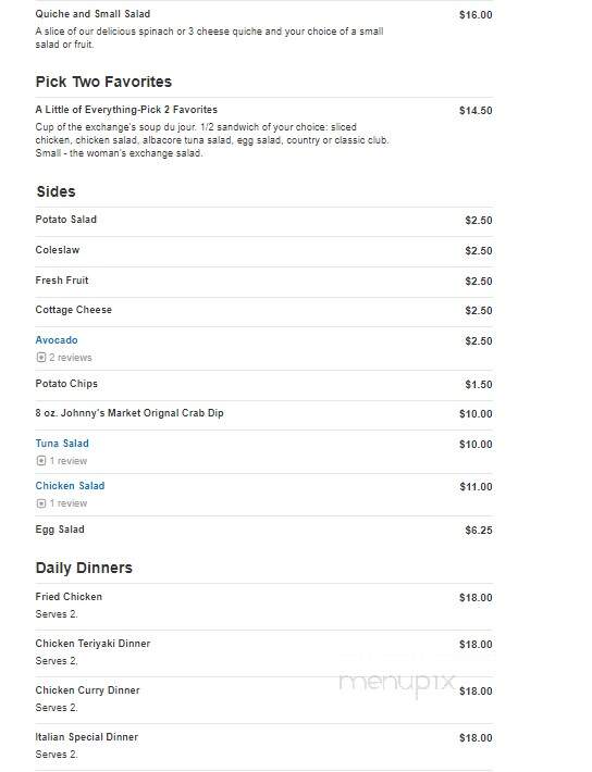 Womans Exchange Tea Room - SAINT LOUIS, MO menu_pic