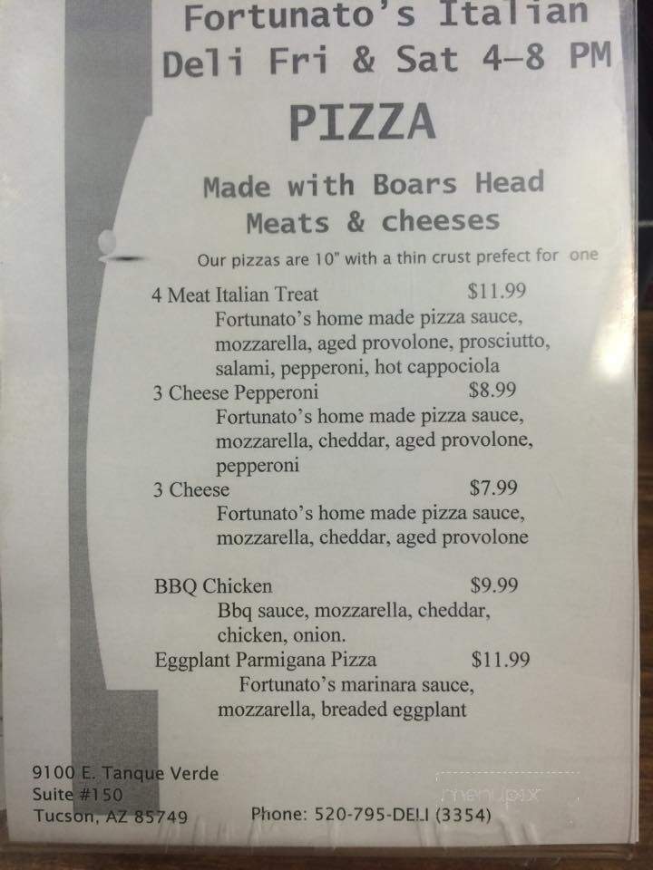 Fortunato's Italian Deli - Tucson, AZ menu_pic