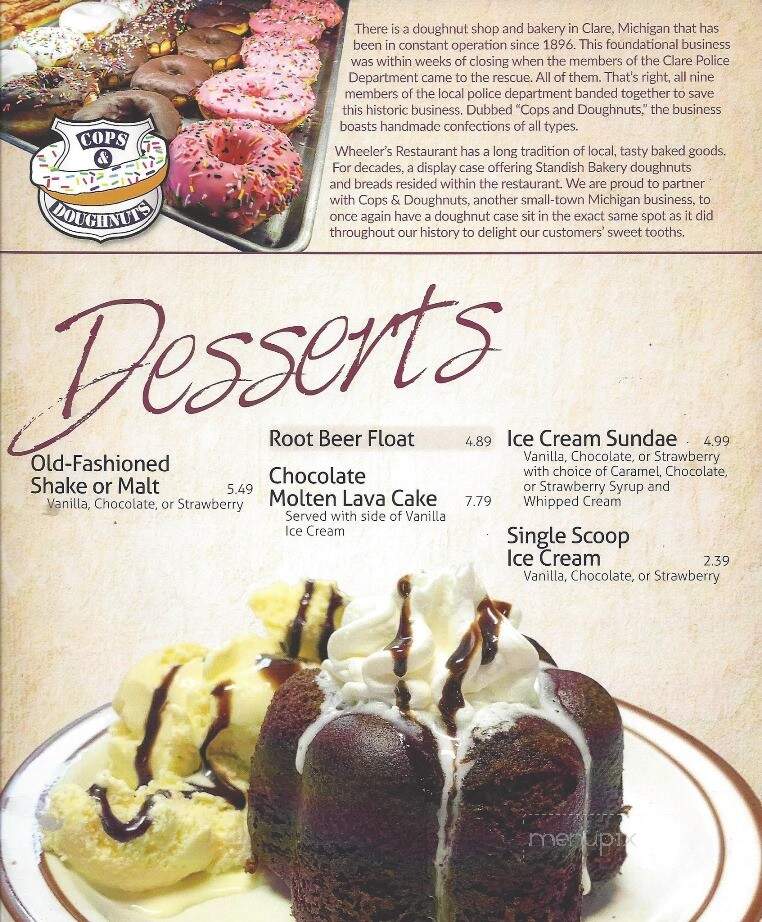 Wheeler's Restaurant - Standish, MI menu_pic