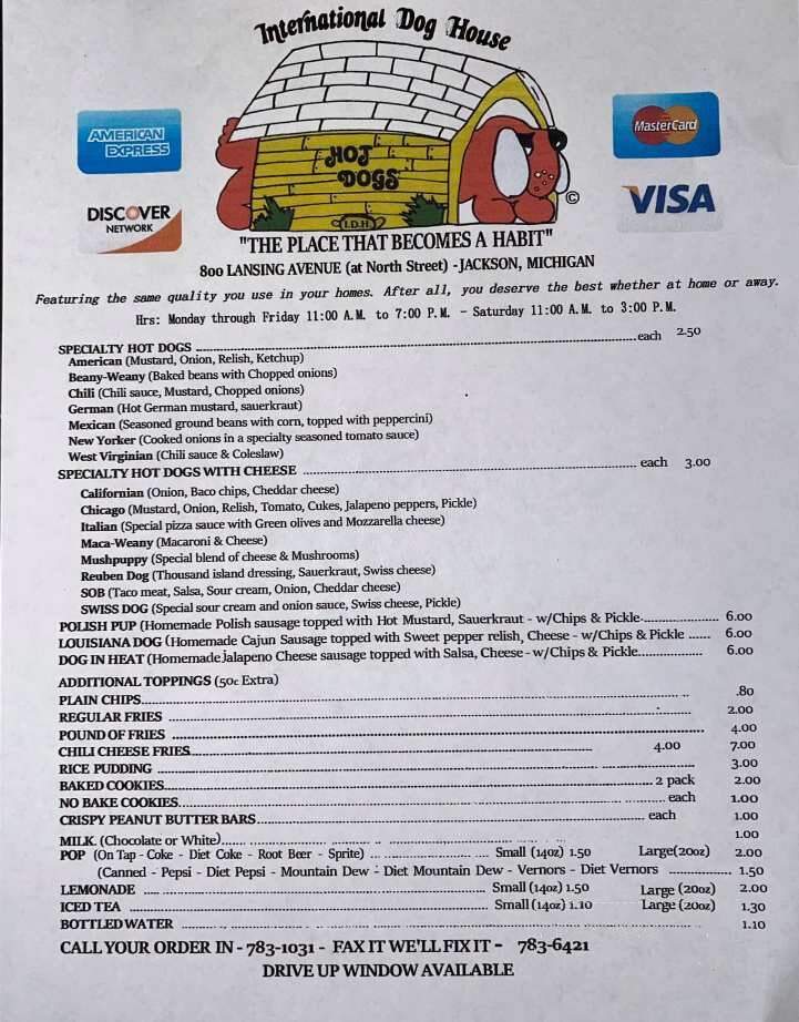 International Dog House - Jackson, MI menu_pic