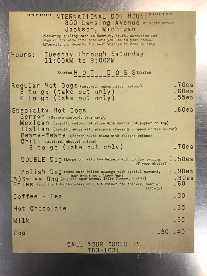 International Dog House - Jackson, MI menu_pic