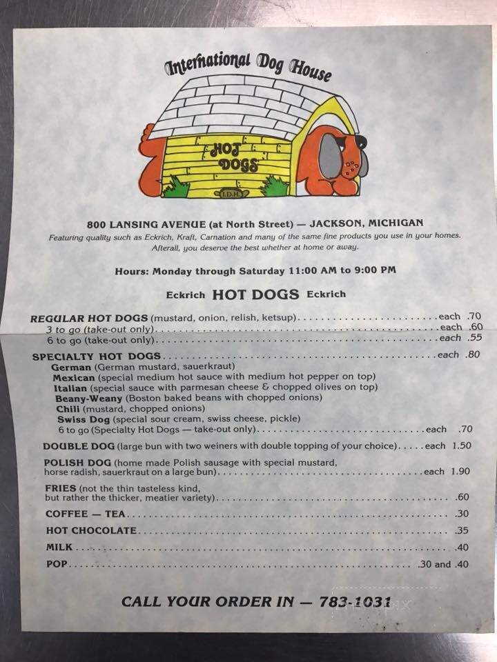 International Dog House - Jackson, MI menu_pic