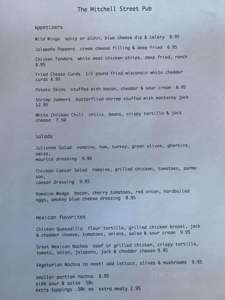 Mitchell Street Pub - Petoskey, MI menu_pic