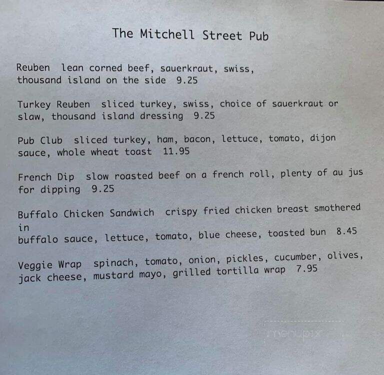Mitchell Street Pub - Petoskey, MI menu_pic