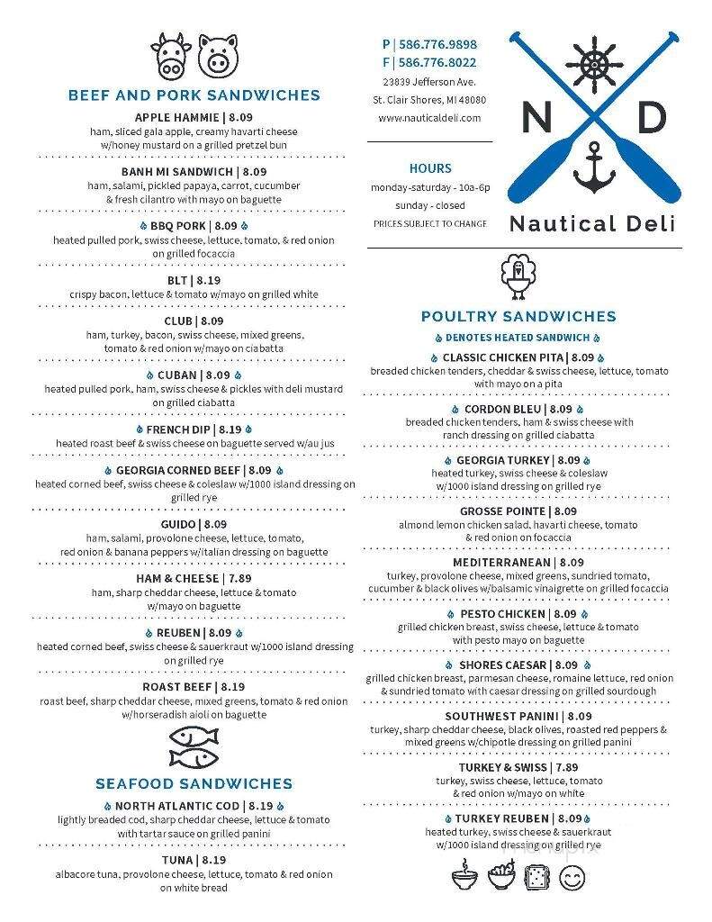 Nautical Deli - St Clair Shores, MI menu_pic