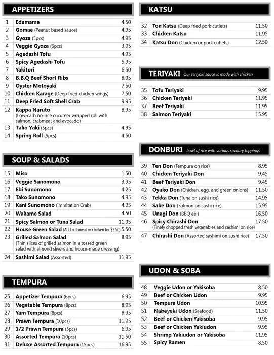 Umami Sushi - Cloverdale, BC menu_pic