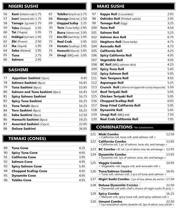 Umami Sushi - Cloverdale, BC menu_pic