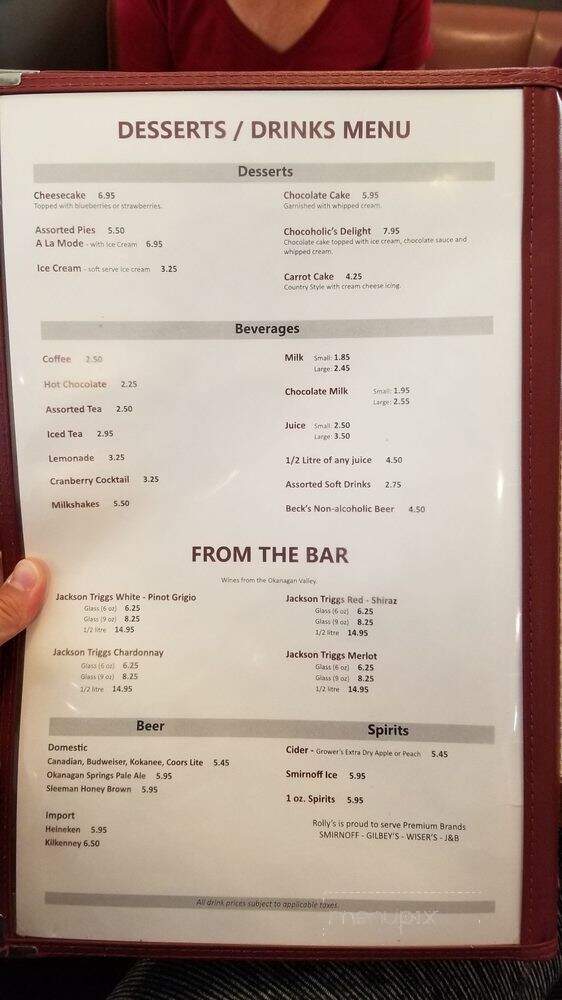 Rolly's Restaurant - Hope, BC menu_pic