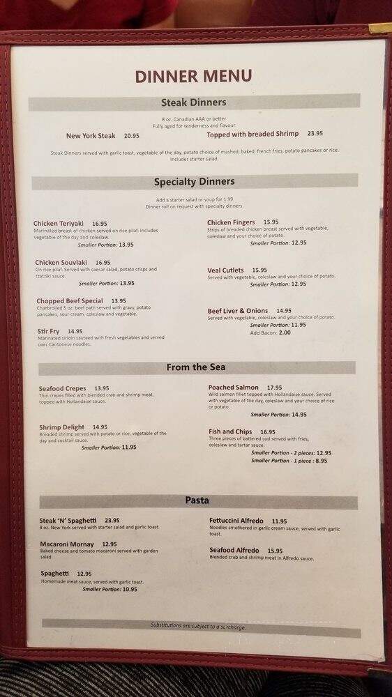 Rolly's Restaurant - Hope, BC menu_pic