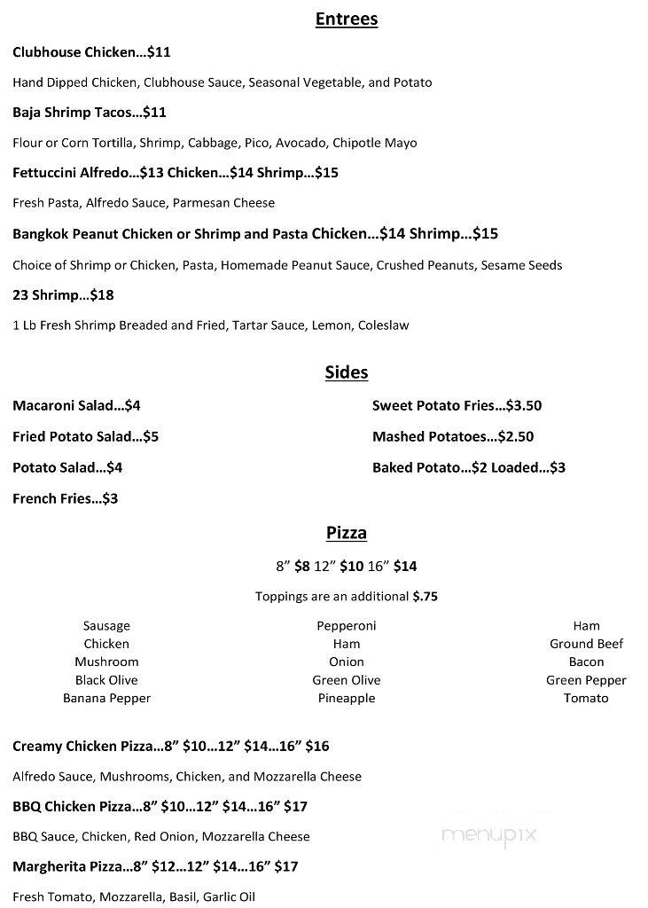 Lake Carroll Clubhouse Restaurant - Lanark, IL menu_pic