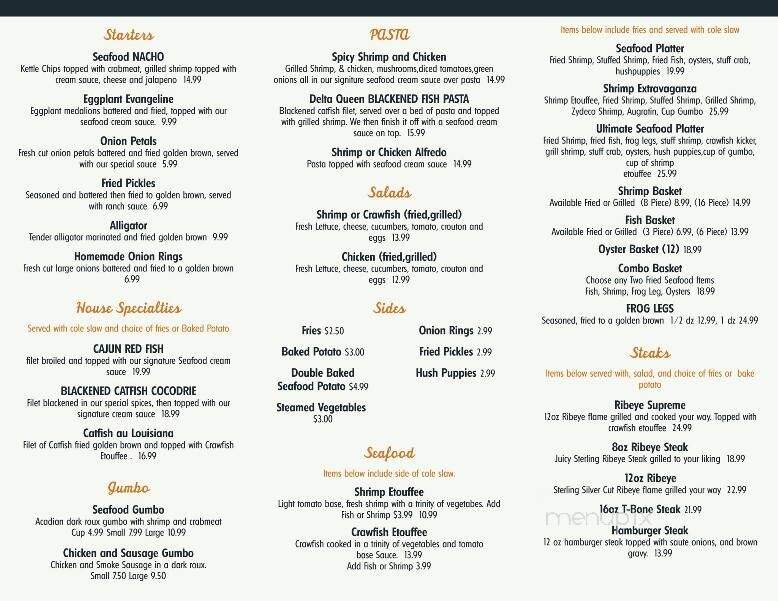 Cajun Catfish & Steakhouse - Ville Platte, LA menu_pic
