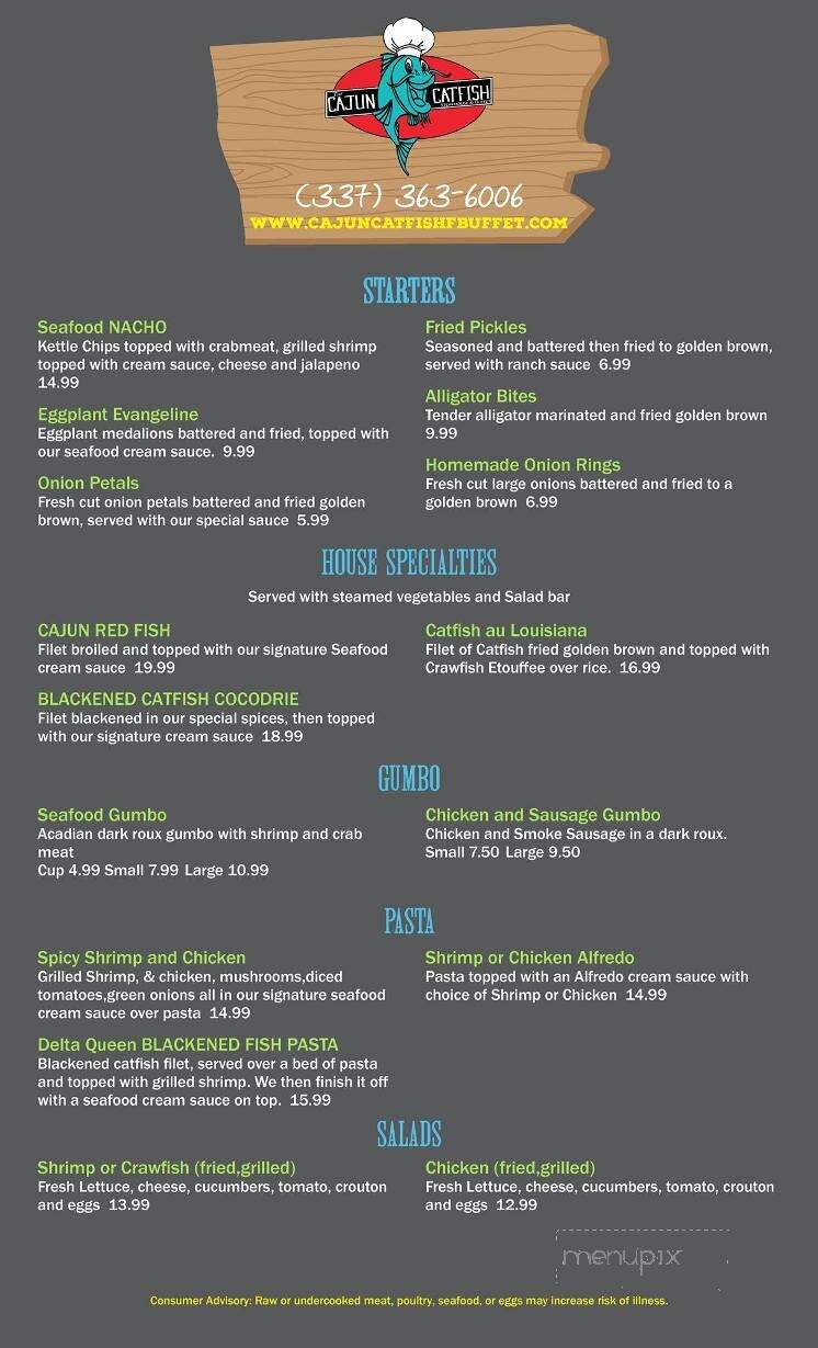 Cajun Catfish & Steakhouse - Ville Platte, LA menu_pic